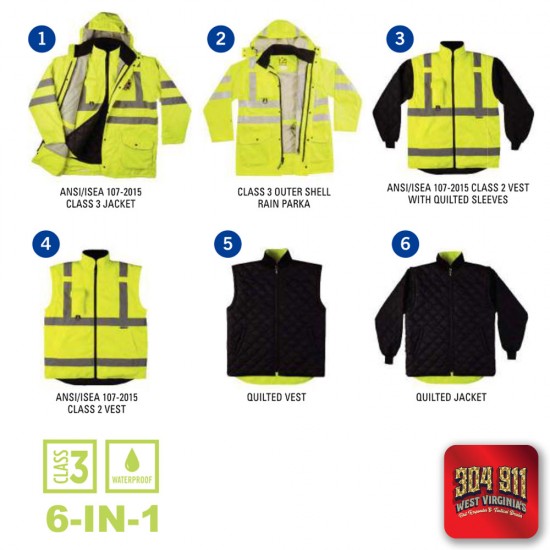 "COWEN FIRE DEPARTMENT" GAME - The 6 in 1 Jacket (NEON LIME)