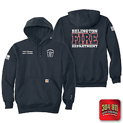 "BELINGTON VOL. FIRE DEPARTMENT" NEW NAVY Carhartt ® Rain Defender ® Paxton Heavyweight Hooded Sweatshirt