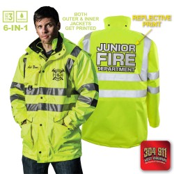"JUNIOR VOLUNTEER FIRE DEPARTMENT" GAME - The 6 in 1 Jacket (NEON LIME)