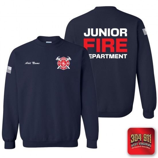 "JUNIOR VOLUNTEER FIRE DEPARTMENT" NAVY GILDAN WORK SWEATSHIRT