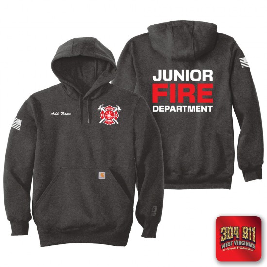 "JUNIOR VOLUNTEER FIRE DEPARTMENT" CARBON HEATHER Carhartt ® Rain Defender ® Paxton Heavyweight Hooded Sweatshirt