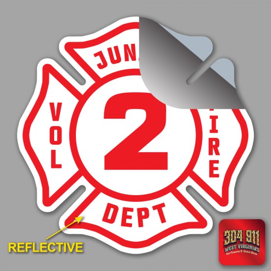 "JUNIOR VOLUNTEER FIRE DEPARTMENT" REFLECTIVE DECAL (2" HELMET DECAL)