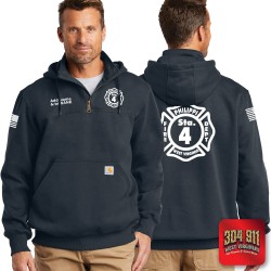 "PHILIPPI VOLUNTEER FIRE DEPARTMENT" NAVY Carhartt ® Rain Defender ® Paxton Heavyweight Hooded Zip Mock Sweatshirt