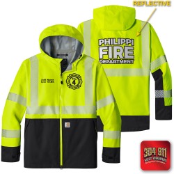 "PHILIPPI VOLUNTEER FIRE DEPARTMENT" BRIGHT LIME Carhartt® ANSI 107 Class 3 Storm Defender® Jacket