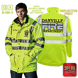 "DANVILLE VOL FIRE DEPARTMENT" GAME - The 6 in 1 Jacket (NEON LIME)