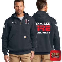 "DANVILLE VOL FIRE DEPARTMENT" NAVY Carhartt ® Rain Defender ® Paxton Heavyweight Hooded Zip Mock Sweatshirt