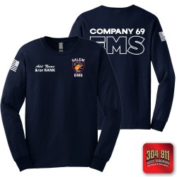 "SALEM EMS" SCREEN PRINT ON NAVY SCREEN PRINTED LONG SLEEVE WORK T-SHIRT
