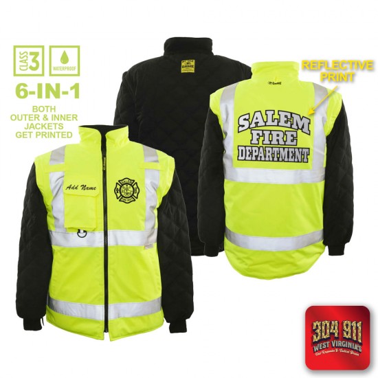 "SALEM FIRE DEPARTMENT" GAME - The 6 in 1 Jacket (NEON LIME)