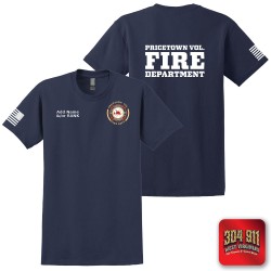 "PRICETOWN VOLUNTEER FIRE DEPARTMENT" SCREEN PRINT ON NAVY WORK T-SHIRT