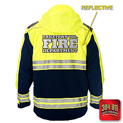 "PRICETOWN VOLUNTEER FIRE DEPARTMENT" GAME - HIGH VIZ RESCUE JACKET PARKA (NAVY)