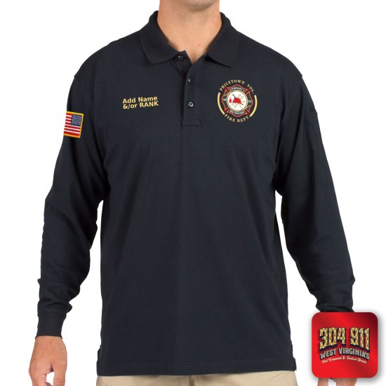 "PRICETOWN VOLUNTEER FIRE DEPARTMENT" (EMBROIDERY) TACTICAL JERSEY LONG SLEEVE POLO (NAVY)