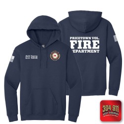 "PRICETOWN VOLUNTEER FIRE DEPARTMENT" SCREEN PRINT ON NAVY JERZEES® - NuBlend® Pullover Hooded Sweatshirt
