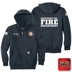 "PRICETOWN VOLUNTEER FIRE DEPARTMENT" NEW NAVY Carhartt ® Rain Defender ® Paxton Heavyweight Hooded Zip Mock Sweatshirt