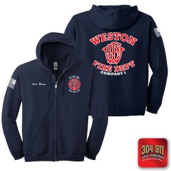 "WESTON FIRE DEPARTMENT" NAVY GILDAN Heavy Blend™ Full-Zip Hooded Sweatshirt