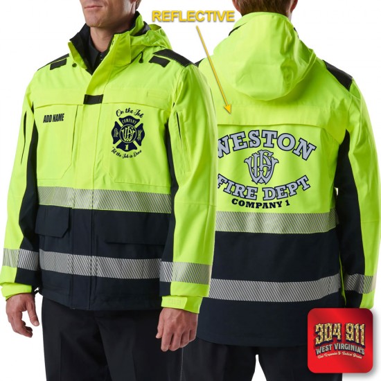 "WESTON FIRE DEPARTMENT" (REFLECTIVE PRINT) RESPONDER HI-VIS PARKA 2.0 5.11 Tactical (DARK NAVY)
