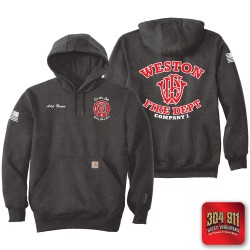 "WESTON FIRE DEPARTMENT" DARK HEATHER Carhartt ® Rain Defender ® Paxton Heavyweight Hooded Sweatshirt