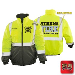 "ATHENS FIRE DEPARTMENT" GAME - The Econo Black Bottom Bomber (NEON LIME)
