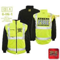 "ATHENS FIRE DEPARTMENT" GAME - The 6 in 1 Jacket (NEON LIME)