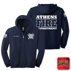 "ATHENS FIRE DEPARTMENT" NAVY GILDAN Heavy Blend™ Full-Zip Hooded Sweatshirt