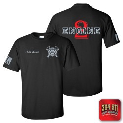"ATHENS FIRE DEPARTMENT" BLACK (ENGINE 2) SCREEN PRINTED WORK T-SHIRT
