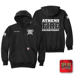 "ATHENS FIRE DEPARTMENT" BLACK Carhartt ® Rain Defender ® Paxton Heavyweight Hooded Sweatshirt