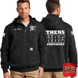 "ATHENS FIRE DEPARTMENT" BLACK Carhartt ® Rain Defender ® Paxton Heavyweight Hooded Zip Mock Sweatshirt