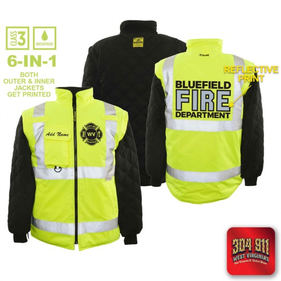 "BLUEFIELD WV FIRE DEPARTMENT" GAME - The 6 in 1 Jacket (NEON LIME)