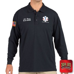 "BLUEFIELD WV RESCUE SQUAD" (EMBROIDERY) TACTICAL JERSEY LONG SLEEVE POLO (NAVY)