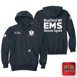 "BLUEFIELD WV RESCUE SQUAD" NEW NAVY Carhartt ® Rain Defender ® Paxton Heavyweight Hooded Sweatshirt