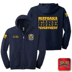 "MATOAKA FIRE DEPARTMENT" NAVY GILDAN Heavy Blend™ Full-Zip Hooded Sweatshirt