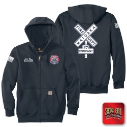 "MATOAKA FIRE DEPARTMENT" DESIGN-2 NEW NAVY Carhartt ® Rain Defender ® Paxton Heavyweight Hooded Zip Mock Sweatshirt