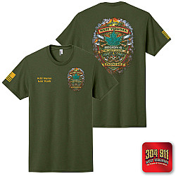 "MATOAKA ENGINE-641" SCREEN PRINT ON MILITARY GREEN WORK T-SHIRT