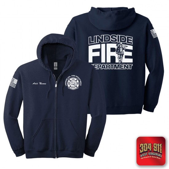 "LINDSIDE VOL FIRE DEPARTMENT" NAVY GILDAN Heavy Blend™ Full-Zip Hooded Sweatshirt