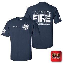 "LINDSIDE VOL FIRE DEPARTMENT" NAVY WORK TEE