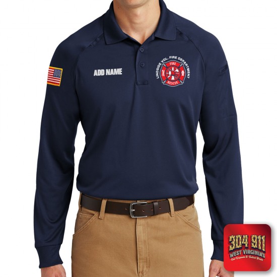 "LINDSIDE VOL FIRE DEPARTMENT" (EMBROIDERY) CornerStone® - Select Long Sleeve Snag-Proof Tactical Polo (NAVY)