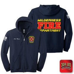 "WILDERNESS FIRE DEPARTMENT" NAVY GILDAN Heavy Blend™ Full-Zip Hooded Sweatshirt