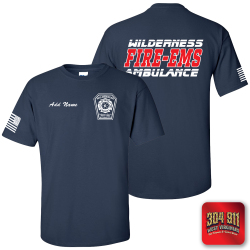 "WILDERNESS FIRE DEPARTMENT" NAVY WORK TEE
