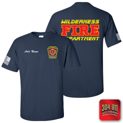 "WILDERNESS FIRE DEPARTMENT" NAVY WORK TEE
