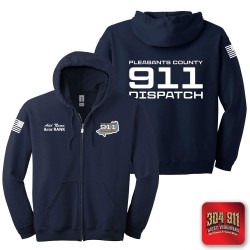 "PLEASANTS COUNTY 911" NAVY GILDAN Heavy Blend™ Full-Zip Hooded Sweatshirt