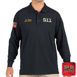 "PLEASANTS COUNTY 911" (EMBROIDERY) TACTICAL JERSEY LONG SLEEVE POLO (NAVY)