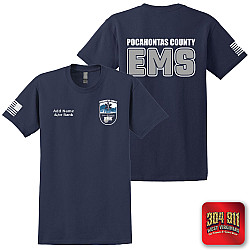 "POCAHONTAS COUNTY EMS" SCREEN PRINT ON NAVY WORK T-SHIRT