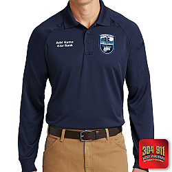 "POCAHONTAS COUNTY EMS" (NAVY) (EMBROIDERY) CornerStone® - Select Long Sleeve Snag-Proof Tactical Polo