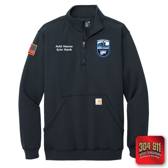 "POCAHONTAS COUNTY EMS" NEW NAVY Carhartt® Midweight 1/4-Zip Mock Neck Sweatshirt