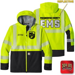 "POCAHONTAS COUNTY EMS" BRIGHT LIME Carhartt® ANSI 107 Class 3 Storm Defender® Jacket