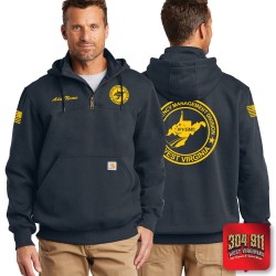 "WV EMERGENCY MANAGEMENT DIVISION" NAVY Carhartt ® Rain Defender ® Paxton Heavyweight Hooded Zip Mock Sweatshirt