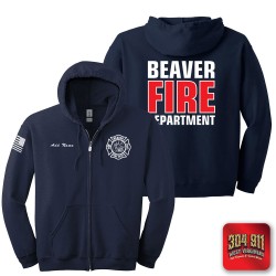 "BEAVER FIRE DEPARTMENT" NAVY GILDAN Heavy Blend™ Full-Zip Hooded Sweatshirt