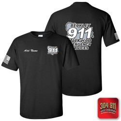 "BECKLEY-RALEIGH COUNTY EMERGENCY SERVICES" BLACK SCREEN PRINTED WORK T-SHIRT
