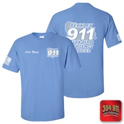 "BECKLEY-RALEIGH COUNTY EMERGENCY SERVICES" CAROLINA BLUE SCREEN PRINTED WORK T-SHIRT