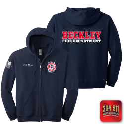 "BECKLEY FIRE DEPT" NAVY GILDAN Heavy Blend™ Full-Zip Hooded Sweatshirt