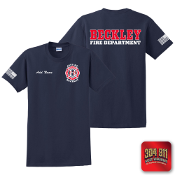 "BECKLEY FIRE DEPT" SCREEN PRINTED NAVY BLUE WORK T-SHIRT